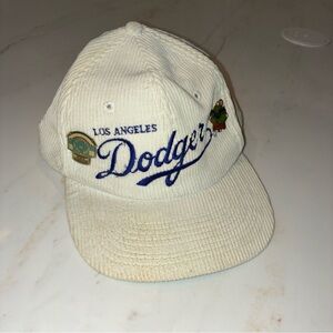Los Angeles Dodgers corduroy baseball Cap - Cream with world champions pins